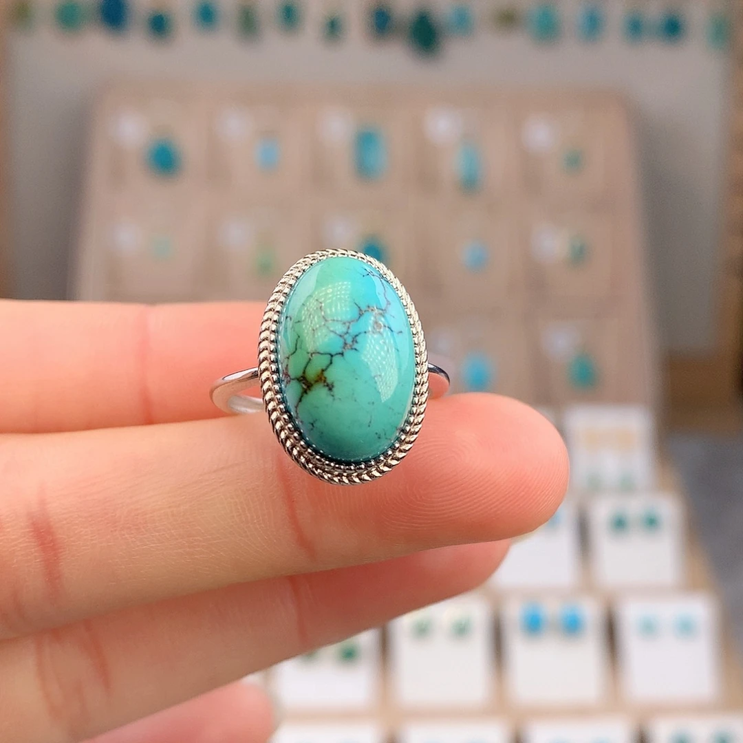 绿松石银S925镶嵌戒指