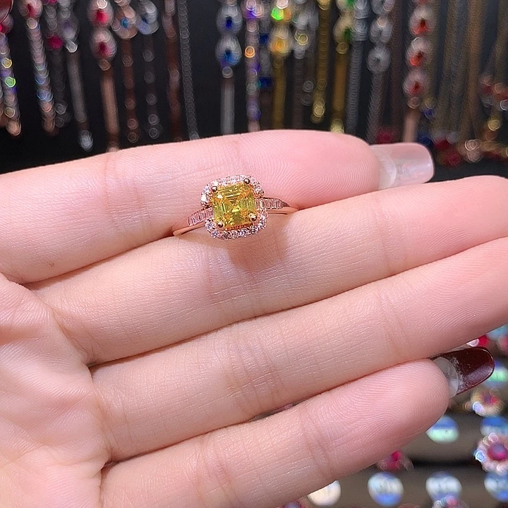 水晶戒指银S925镶嵌6玫瑰金