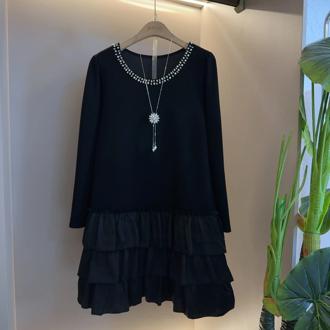 拼接高级感大码女装蓬蓬蛋糕裙胖妹妹宽松百搭长裙（衣长92）