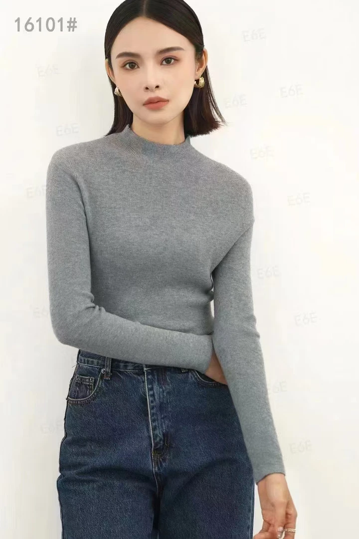绵羊毛一线成衣无缝打底毛衫!半高领修身百搭上衣女