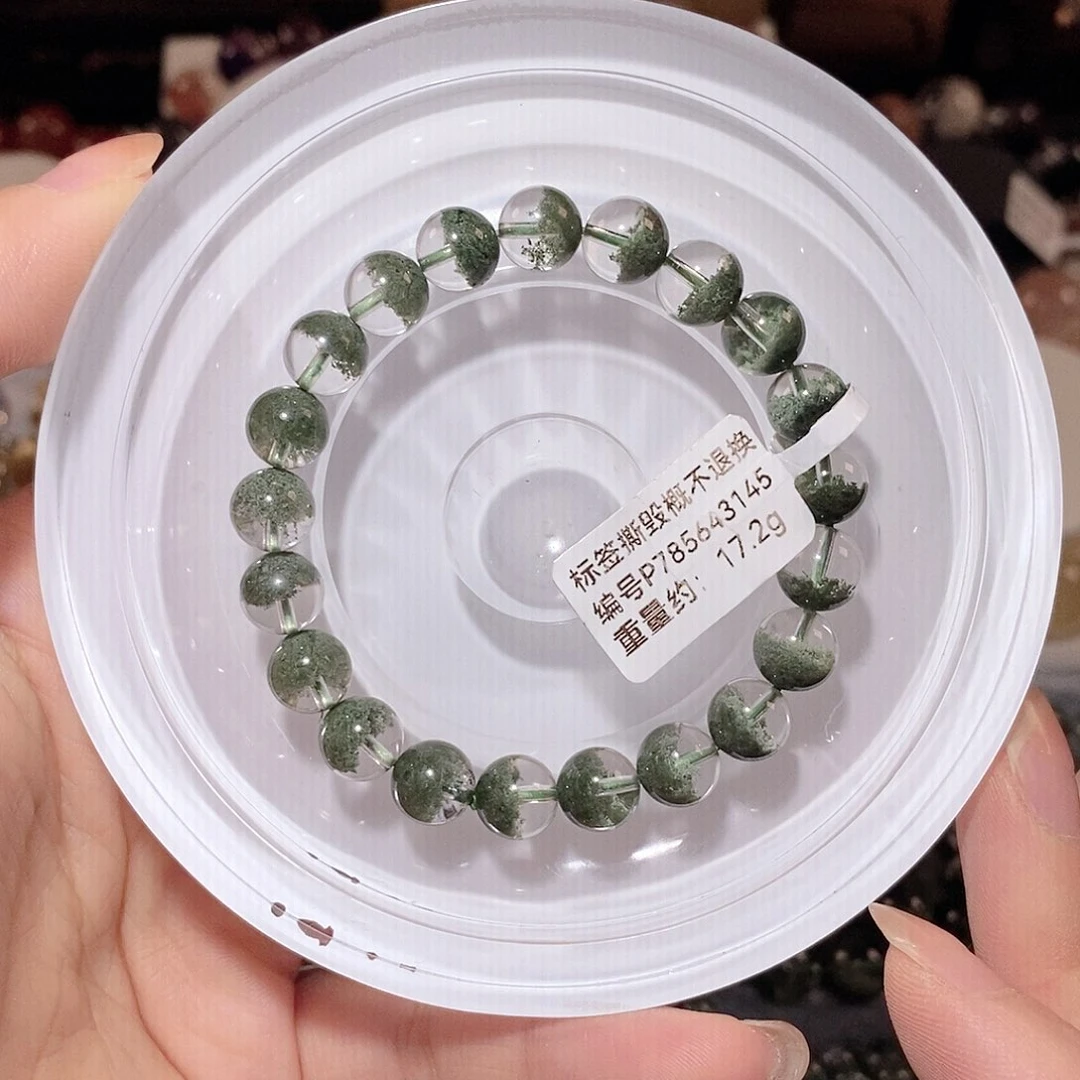 水晶手链未镶嵌绿幽灵聚宝盆手链8.5