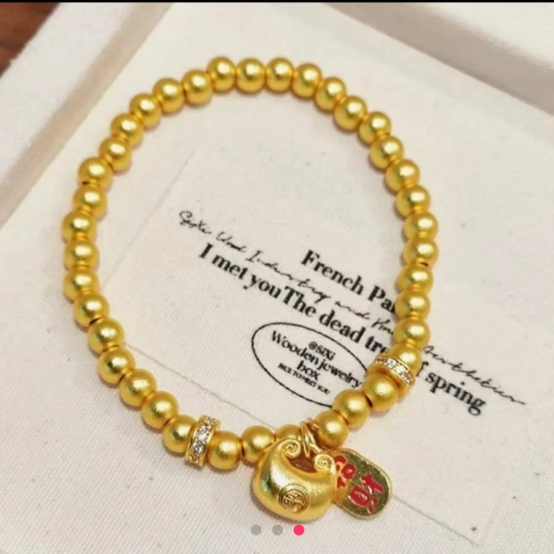 铜合金手链 哑光久不掉色福袋碎钻手链古法气质复古简约金女款