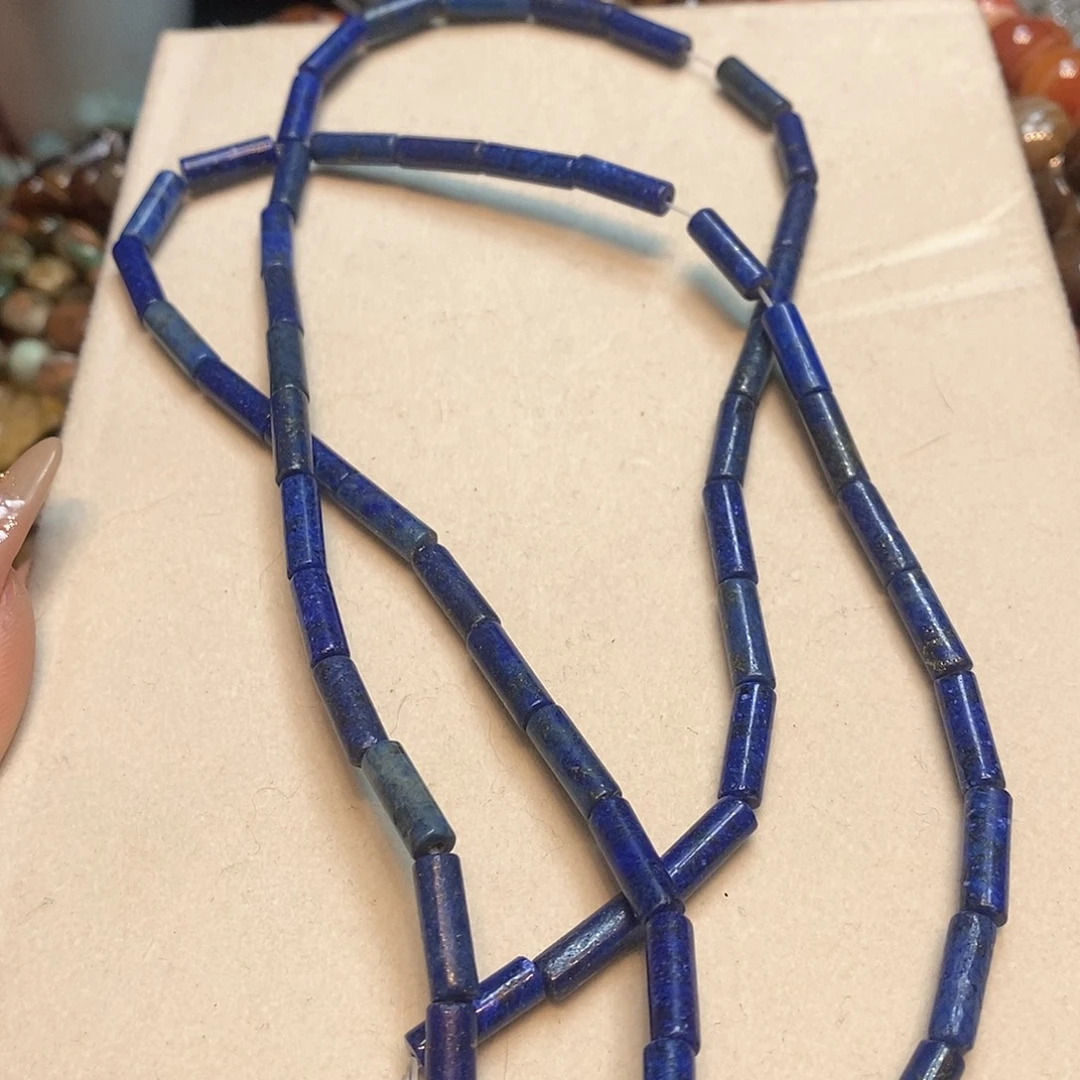 玛瑙/玉髓未镶嵌珠宝半成品青金圆管4✖️14mm