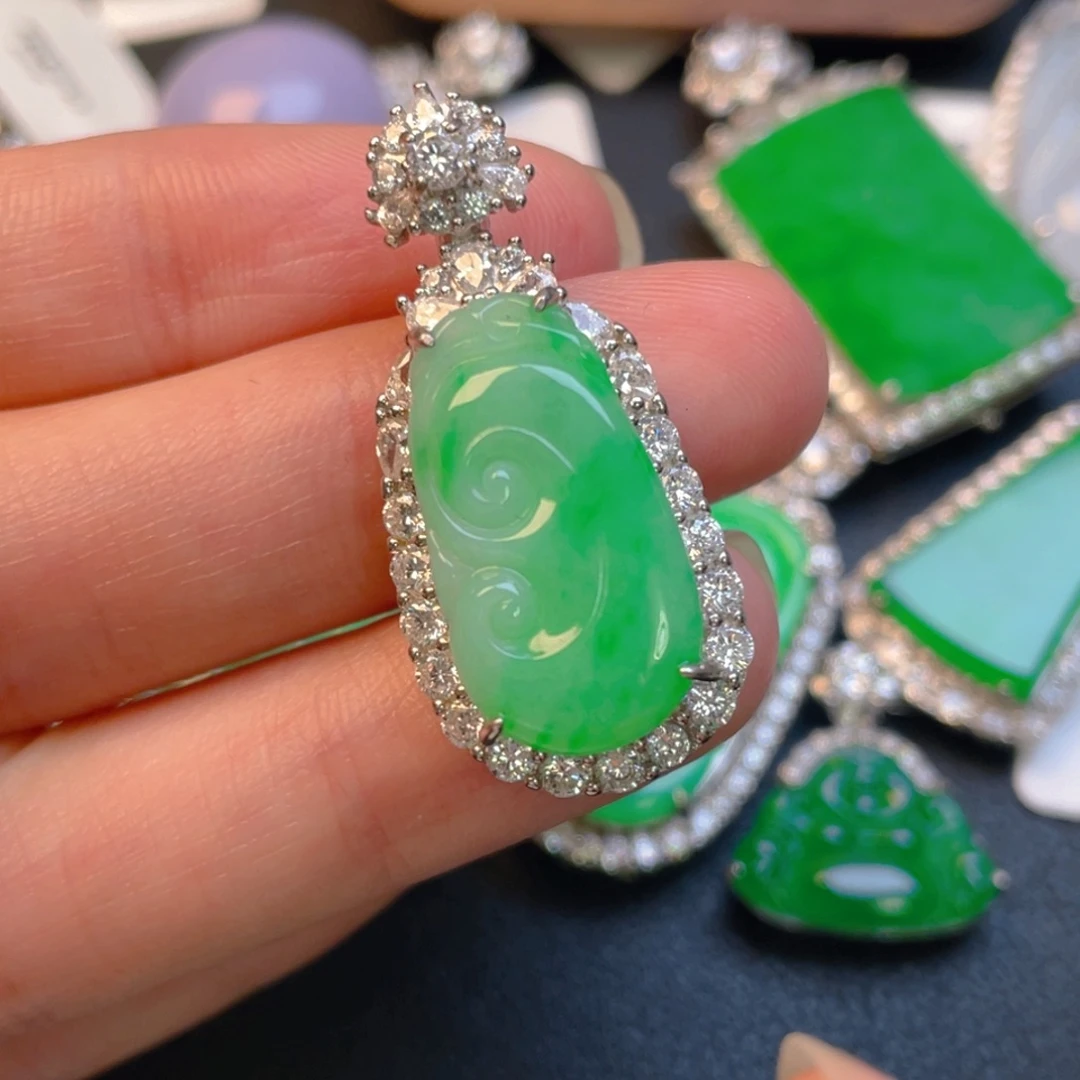 安***好翡翠银S925镶嵌吊坠(不含链)