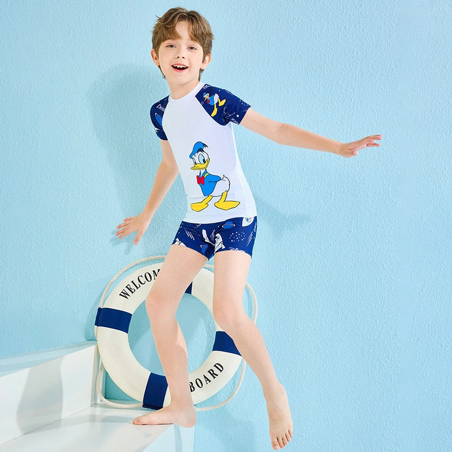 SM230323儿童泳衣男孩夏季新款短袖防晒分体小中大童游泳衣