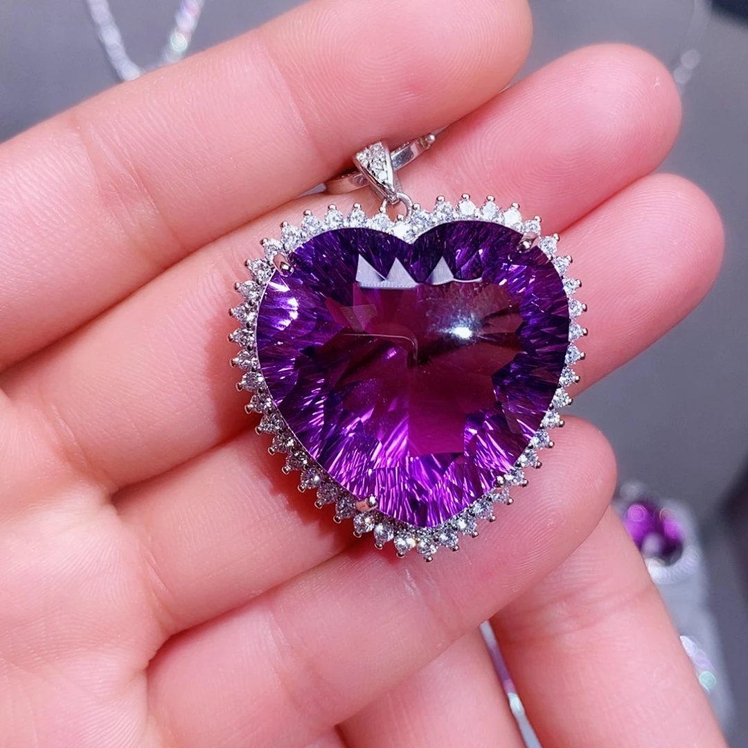 紫晶吊坠(不含链)银S925镶嵌