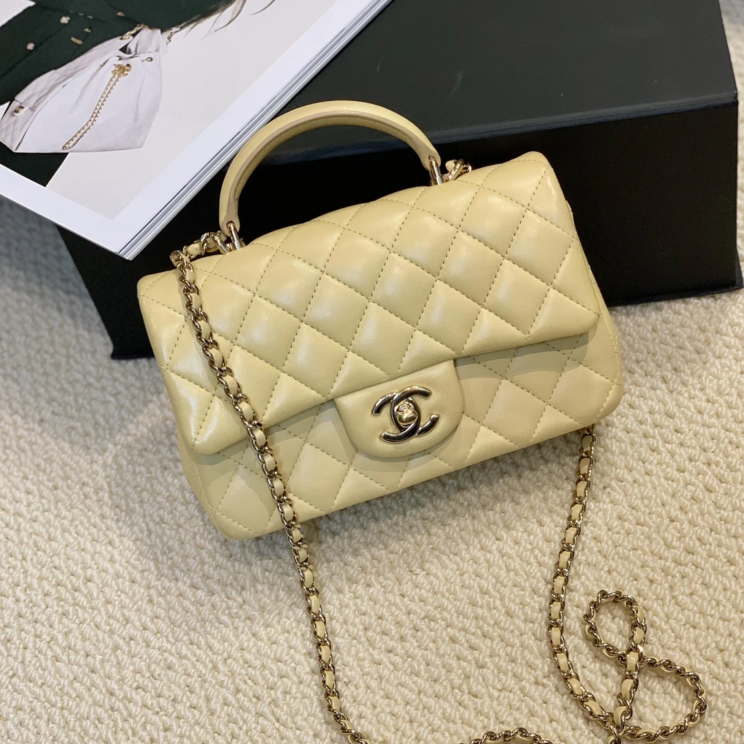 99新 Chanel/香奈儿 黄色手柄大mini/12期免息/69679536/代卖服务