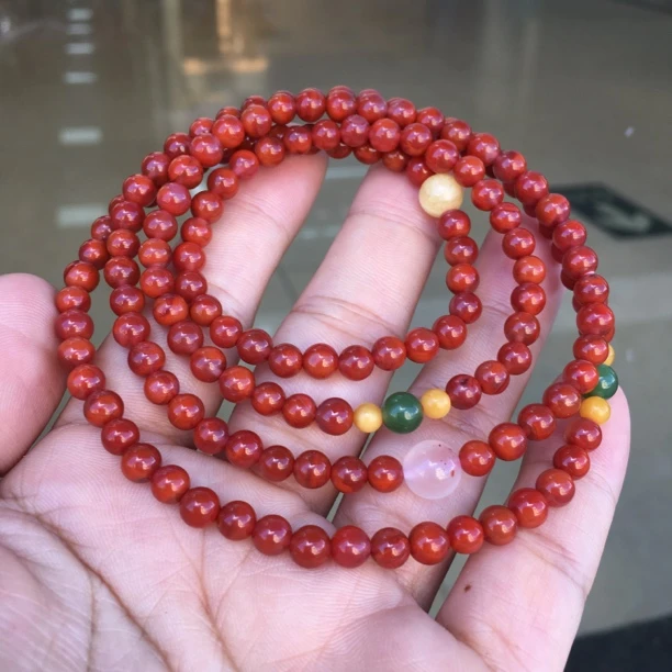 南红瓦西手串玫红多圈佛珠尺寸5mm时尚玉质收藏细腻
