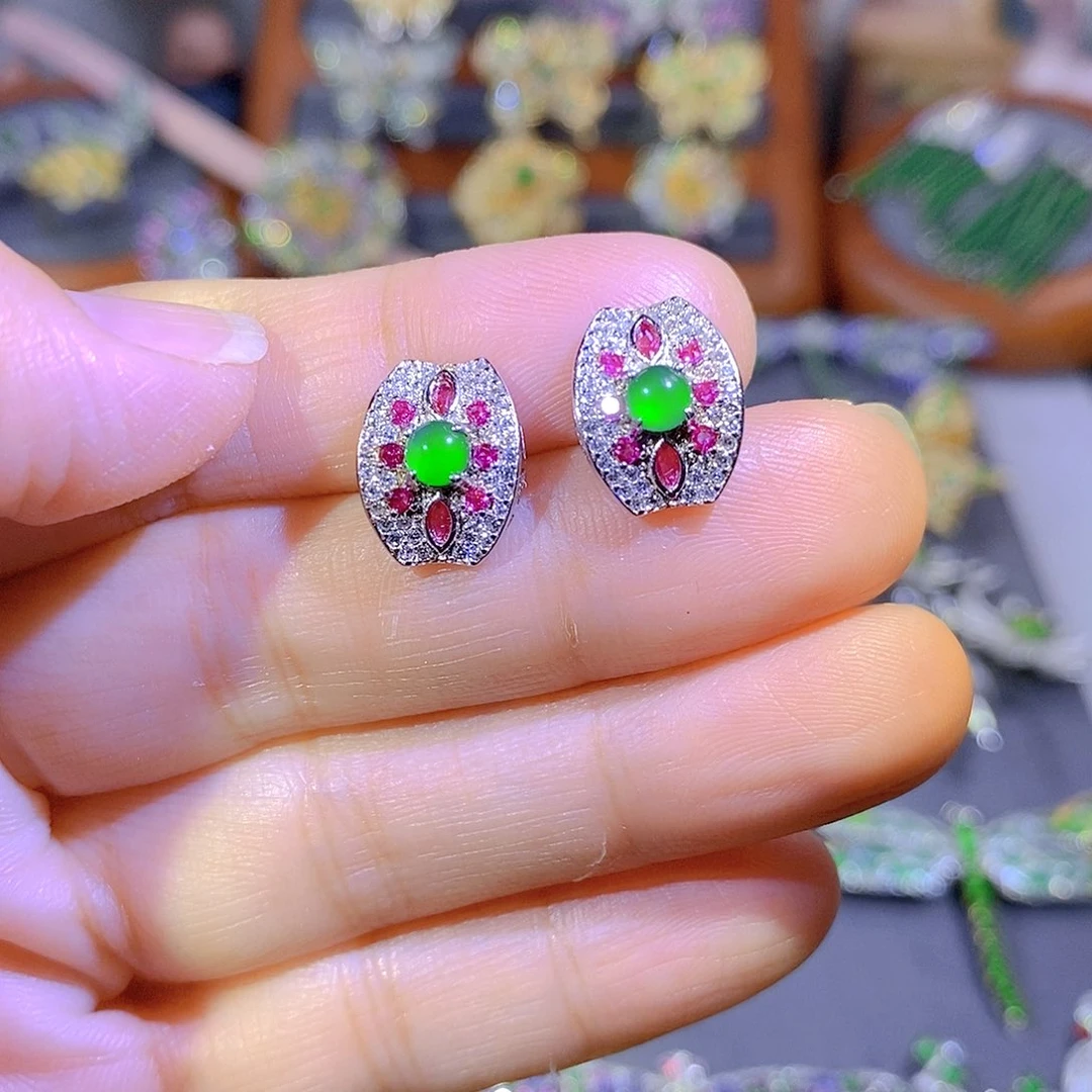 颈饰银S925镶嵌翡翠