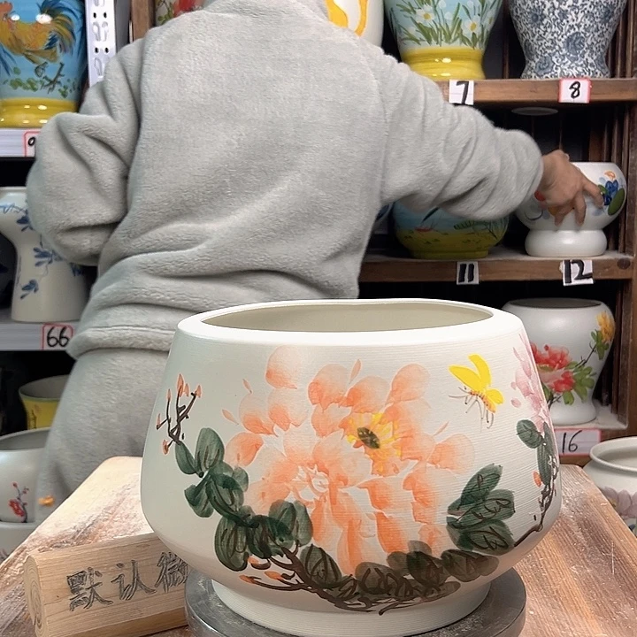 陶高16口23牡丹师傅陶瓷