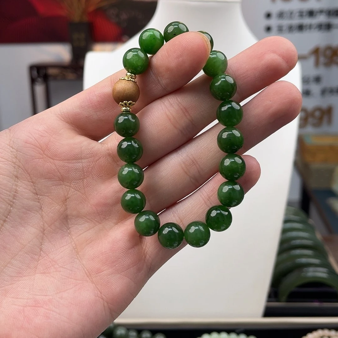 手串未镶嵌和田玉（碧玉）和田玉碧玉卡10手串