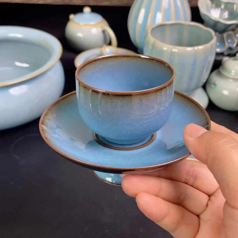 【闪购商品】天蓝釉套盏原矿天蓝