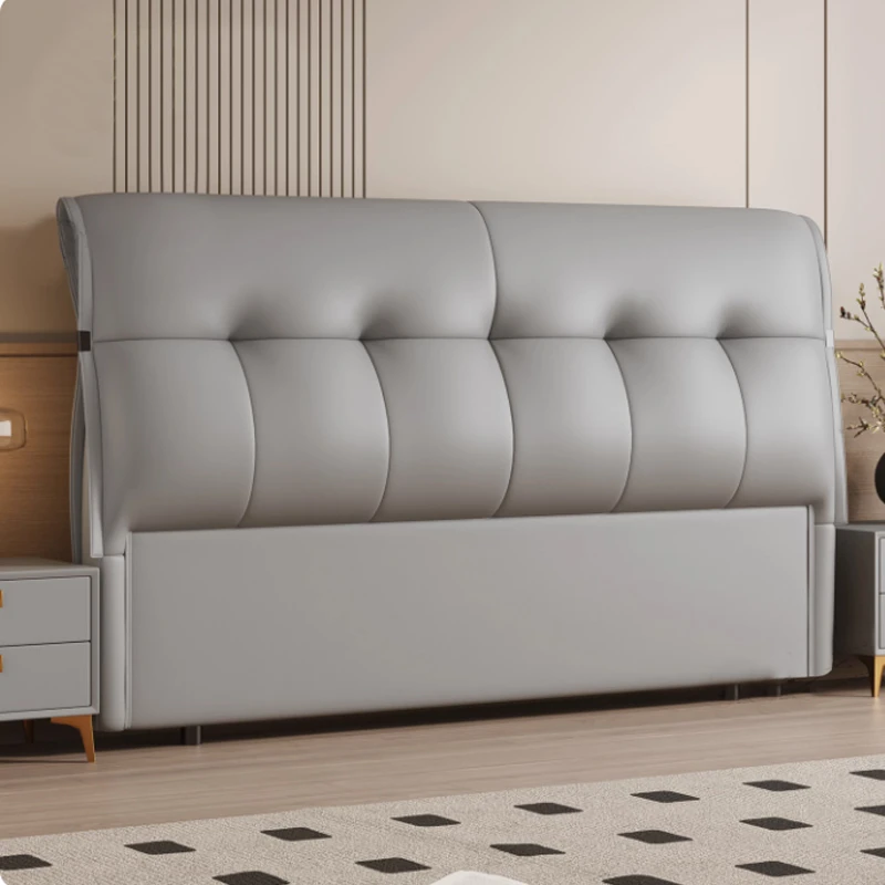 床头板软包2025新型床头软包靠背一体落地轻奢全实木生态真皮床头