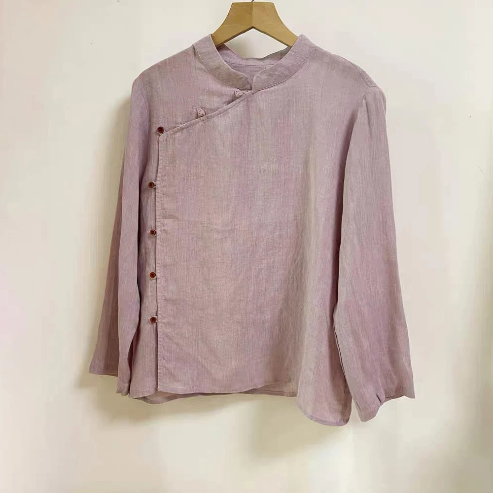 色织夏日法式汉麻衬衫成人网红女装不起球新中式上衣1040