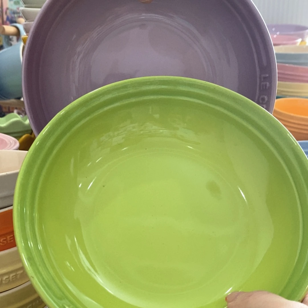 瓷片微瑕2只燕麦盘7英寸