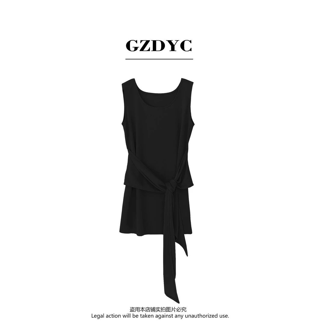 鸽子的衣橱【朽木】显瘦小众设计感无袖时尚冰凉感醋酸背心T15418