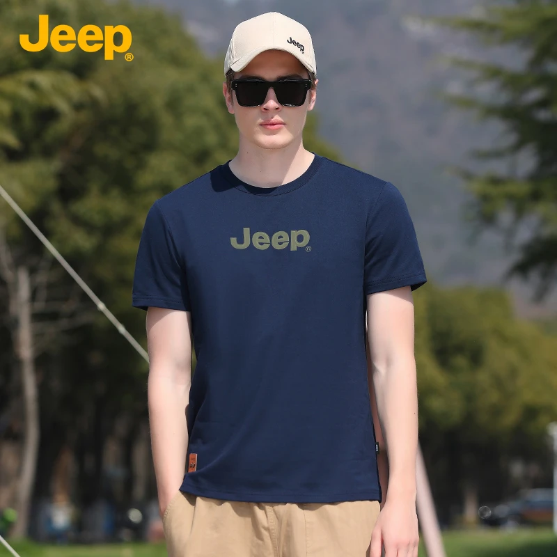 吉普春夏半袖夏季短袖T恤圆领新立体胶印圆领短袖宽松