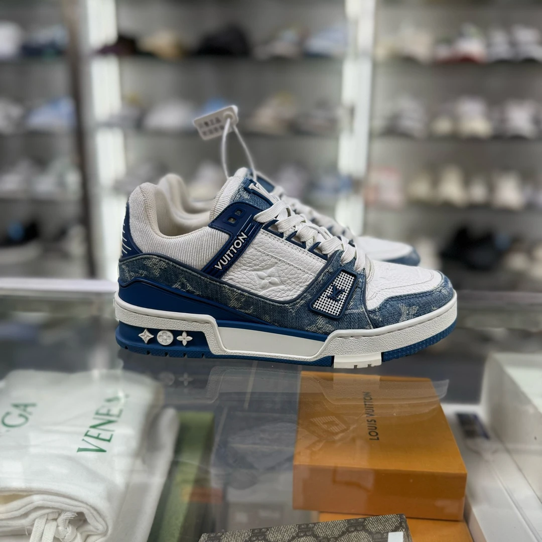 99新 LouisVuitton/路易威登 TRAINER 白蓝牛仔 36.5码 YH18063