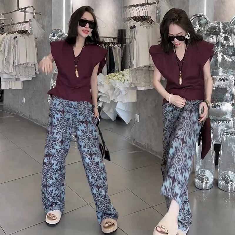 2025夏季新款时尚显瘦气质网红高档洋气女高级宽松大码短袖两件套