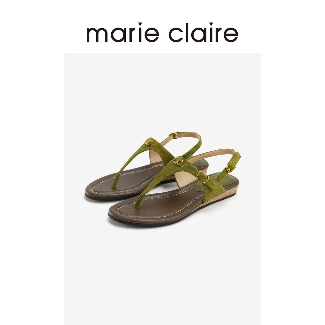 MC女鞋夹趾休闲凉鞋低跟时装凉鞋时尚百搭软底marieclaire女鞋