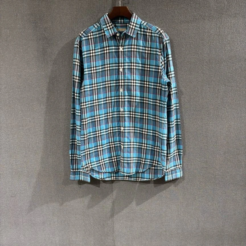 99新 BURBERRY/博柏利 （pm）蓝色格纹衬衫 s码/5790