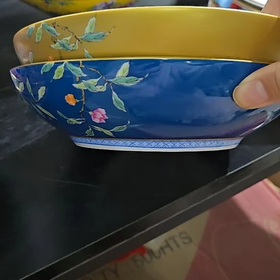 喜***莲瓷片微瑕珐琅彩7.5寸2个深盘66666