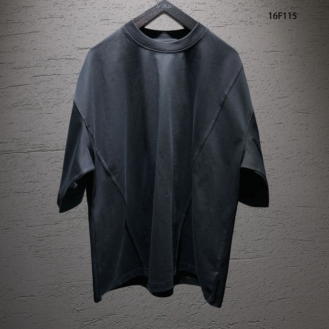 V-RO16F115黑白双色澳棉丝光长绒棉夏季圆领针织短袖