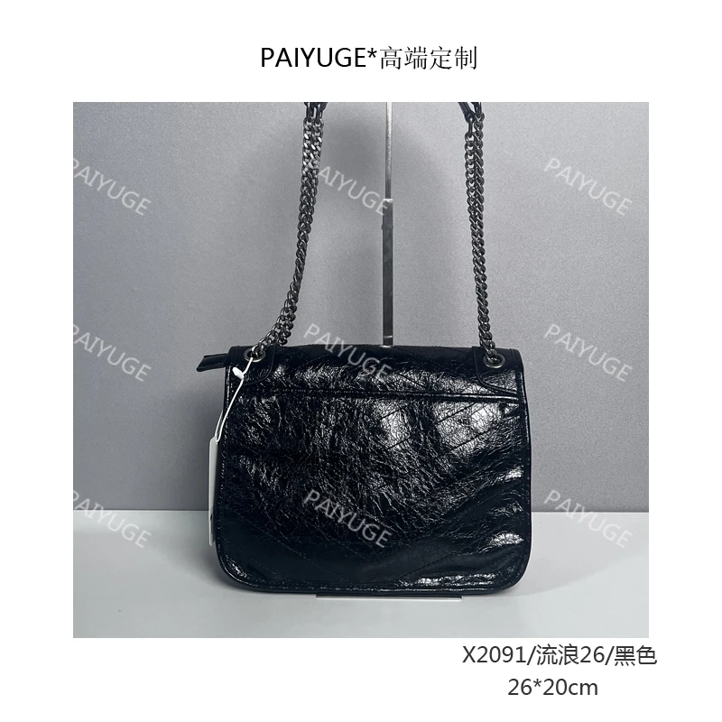 X2091/流浪26/黑色paiyuge高端订制百搭女士手提单肩包斜挎包1726