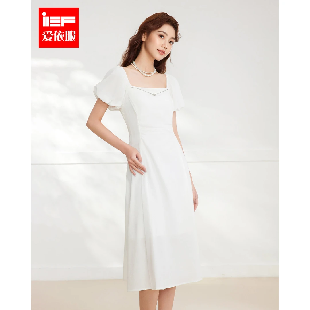 IEF/爱依服连衣裙2025夏季新款韩版成熟优雅气质简约通勤连衣中裙
