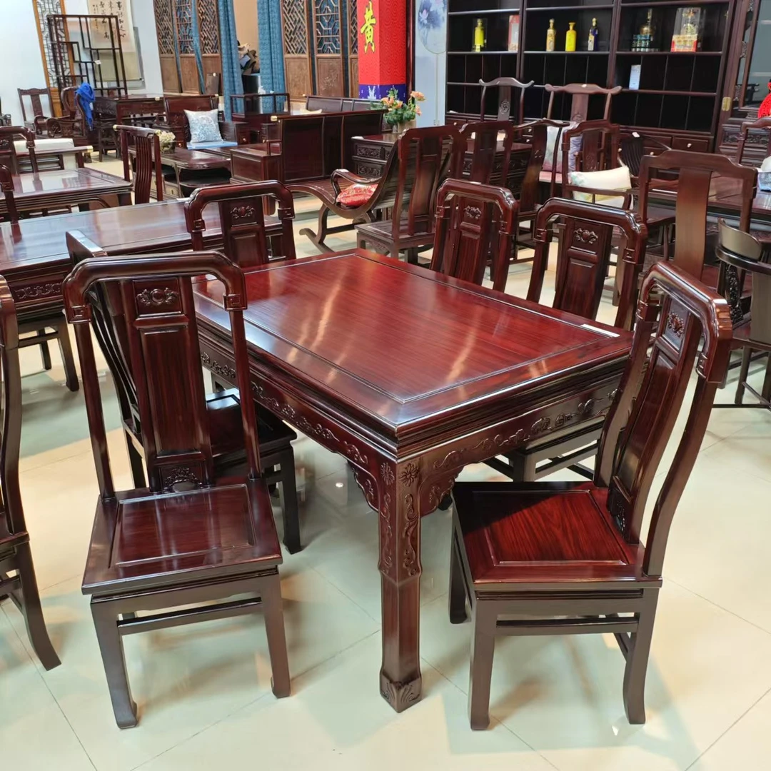 酸枝木 餐厅家用如意长方桌尺寸：长138宽88高78