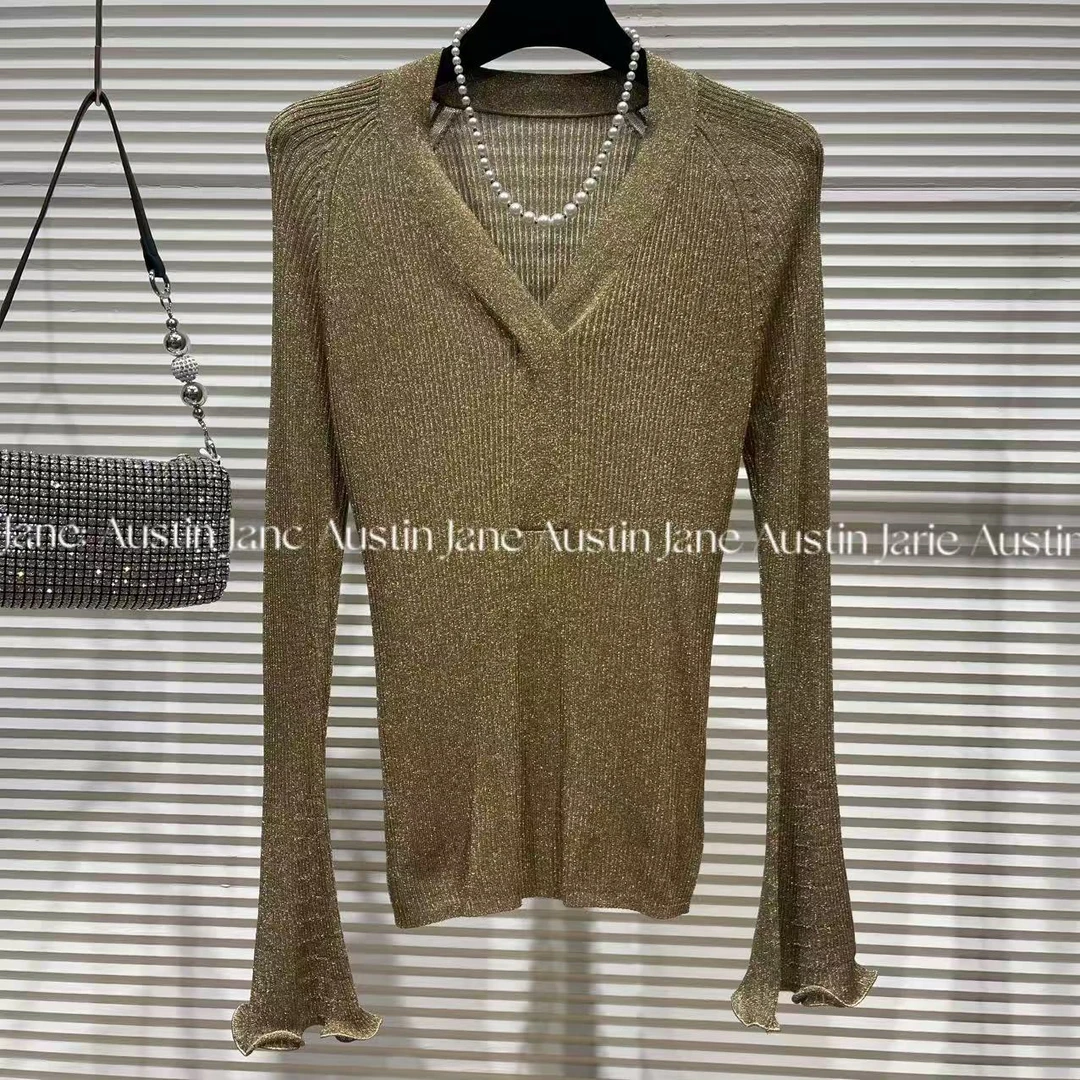 Jane Austin•(思辰)2025轻奢水晶纱线时尚显瘦塑身长袖气质