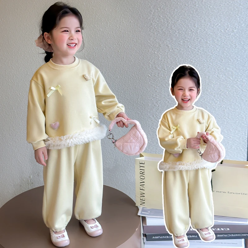 女童甜美风套装2025新款儿童春秋装韩版洋气女宝宝春季休闲两件套