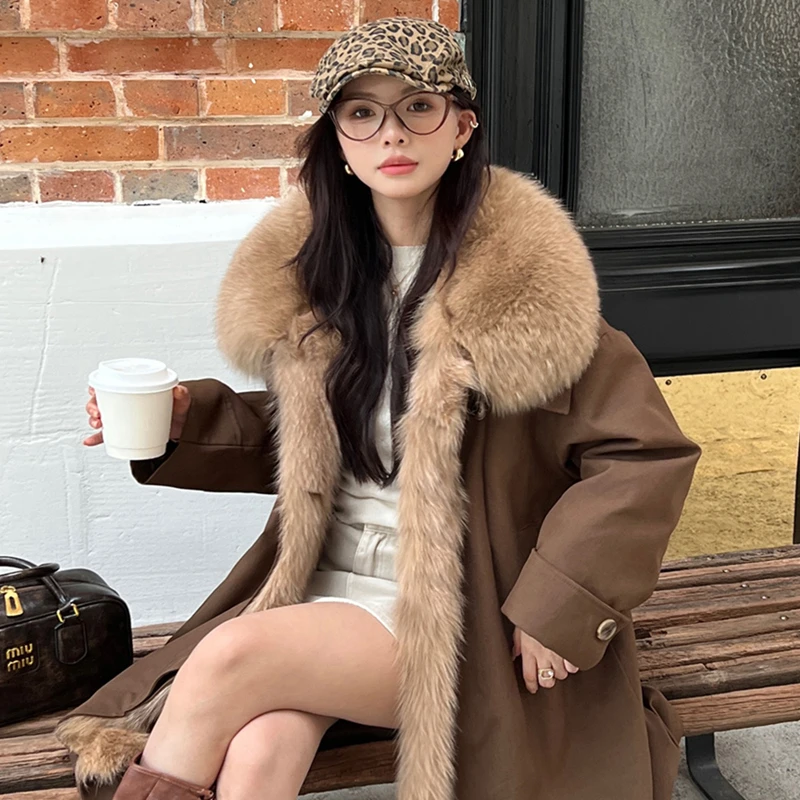 可拆卸内胆不起球长袖纽扣派克服大衣女气质网红女神冬季加绒加厚