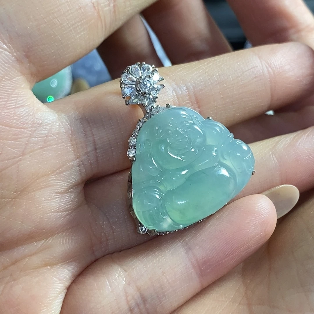翡翠银S925镶嵌颈饰天然翡翠