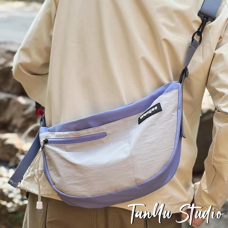探屿斜挎包男小包新款户外运动休闲春游撞色软轻便防水速干单肩包