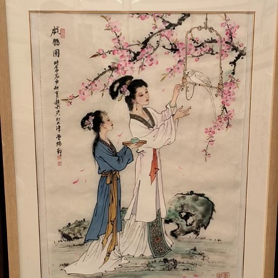 国画3平尺人物画作精品带框