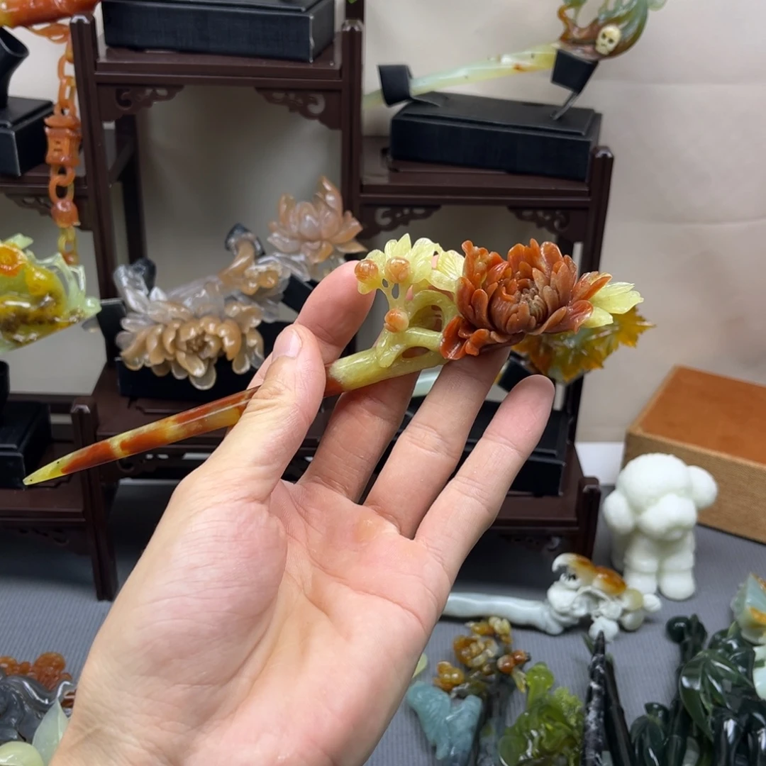 蛇纹石玉合金发饰