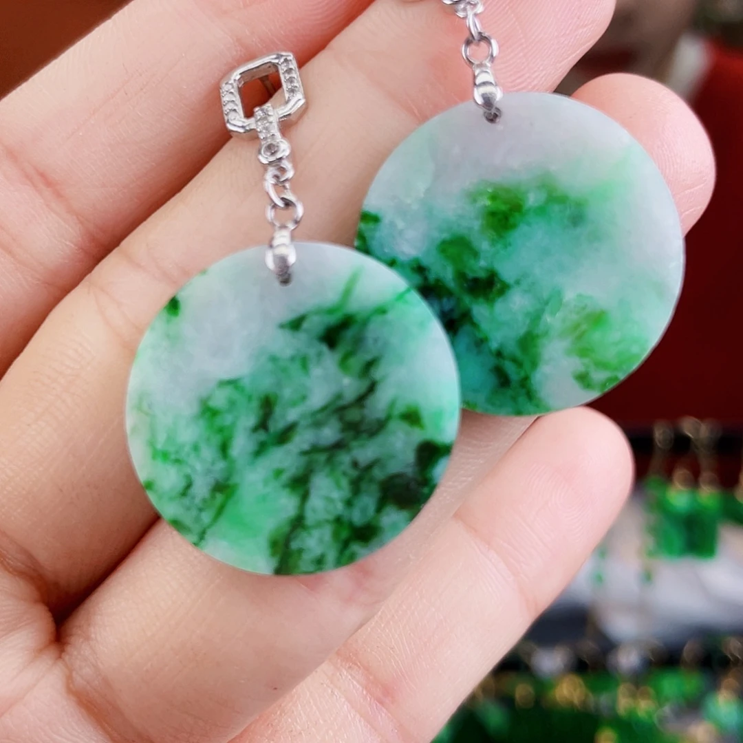 翡翠银S925镶嵌耳饰