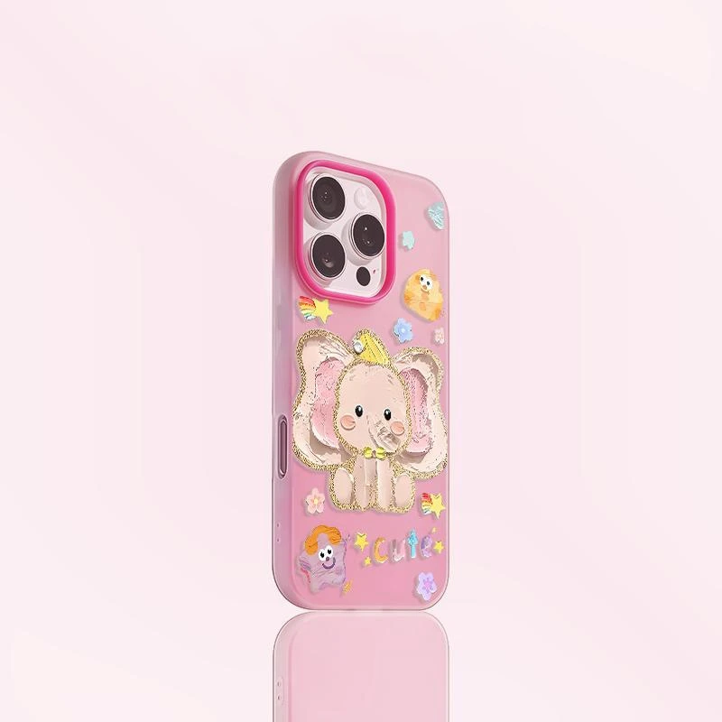 油画小飞象适用苹果15华为oppo荣耀vivo小米iPhone16ProMax手机壳