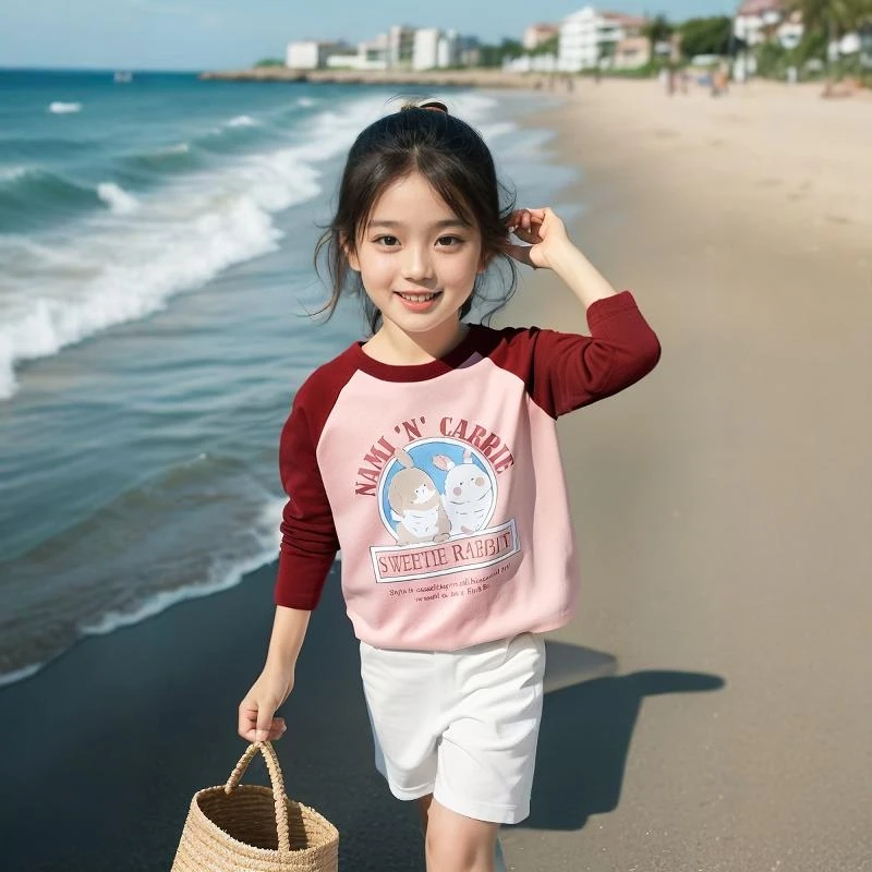 2025新款女童长袖纯棉印花T恤儿童春季新款韩版打底衫宝宝衣服潮