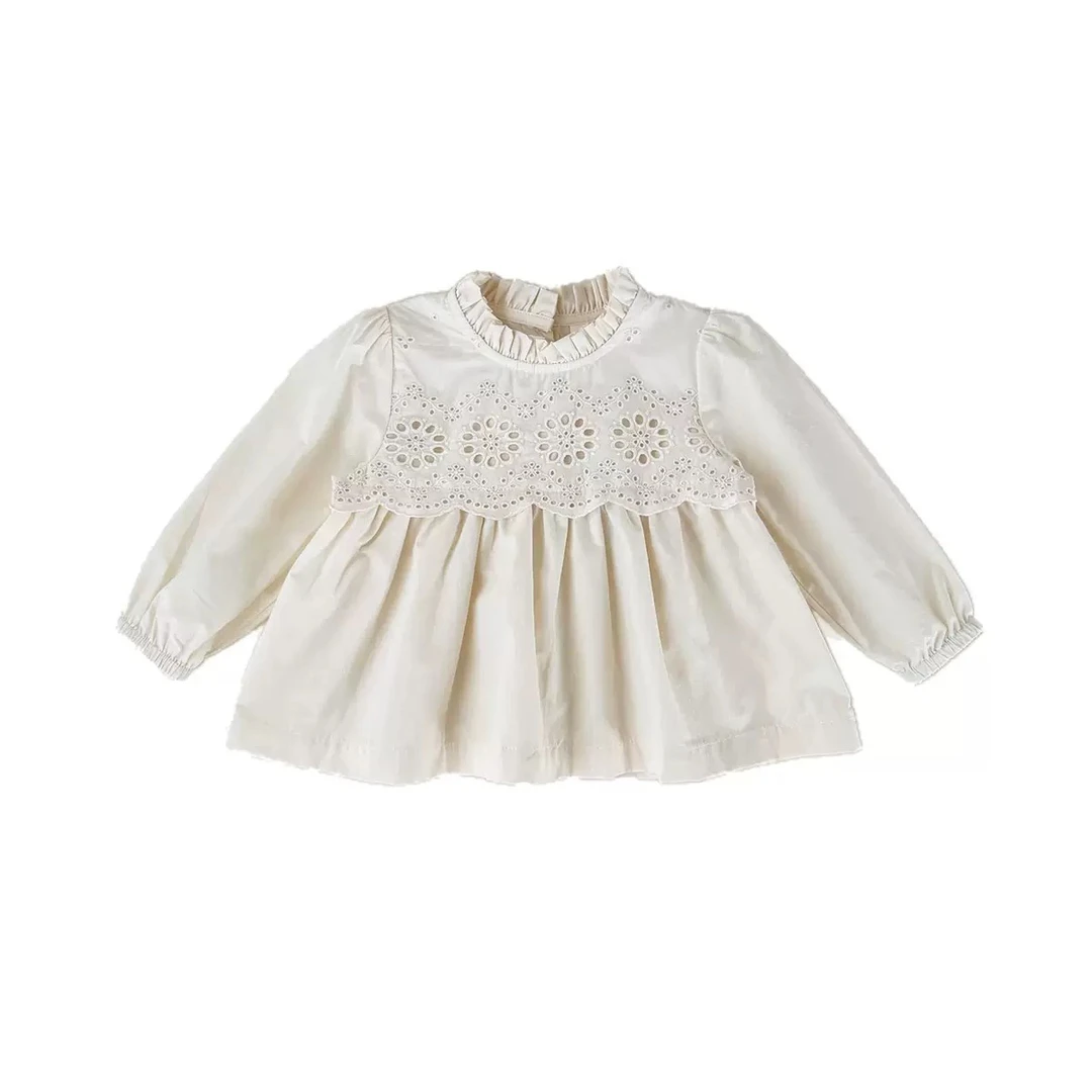 春夏棉质百褶领衬衫