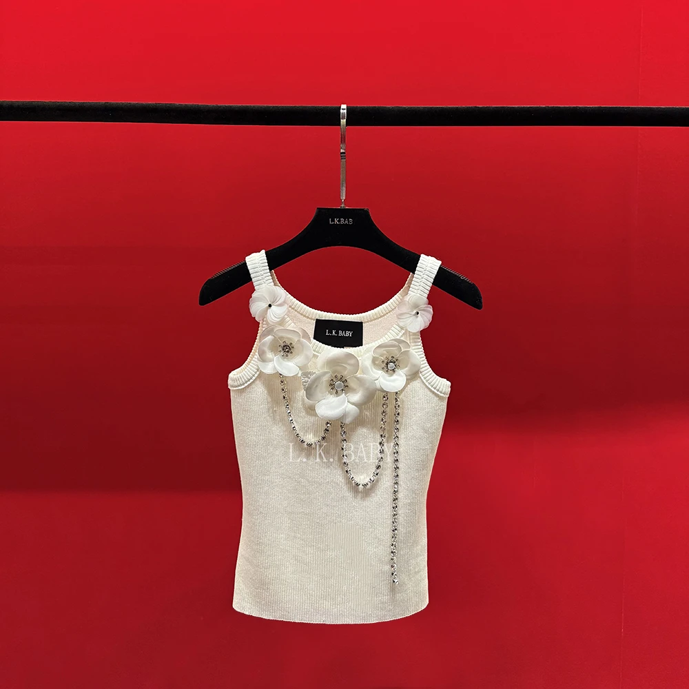 【L.K.BABY】  法式纯欲「流苏山茶花」时髦冰感百搭无袖吊带背心