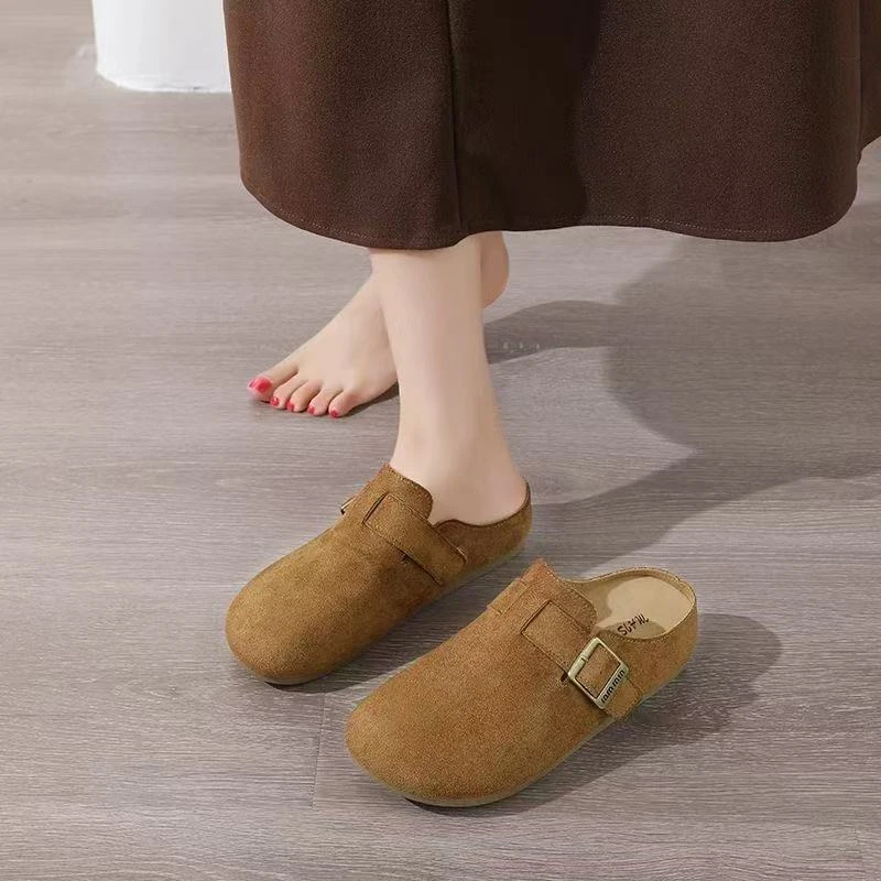 博肯包头拖鞋2025秋季新款勃肯鞋厚底半拖软皮软底低帮女勃肯拖鞋