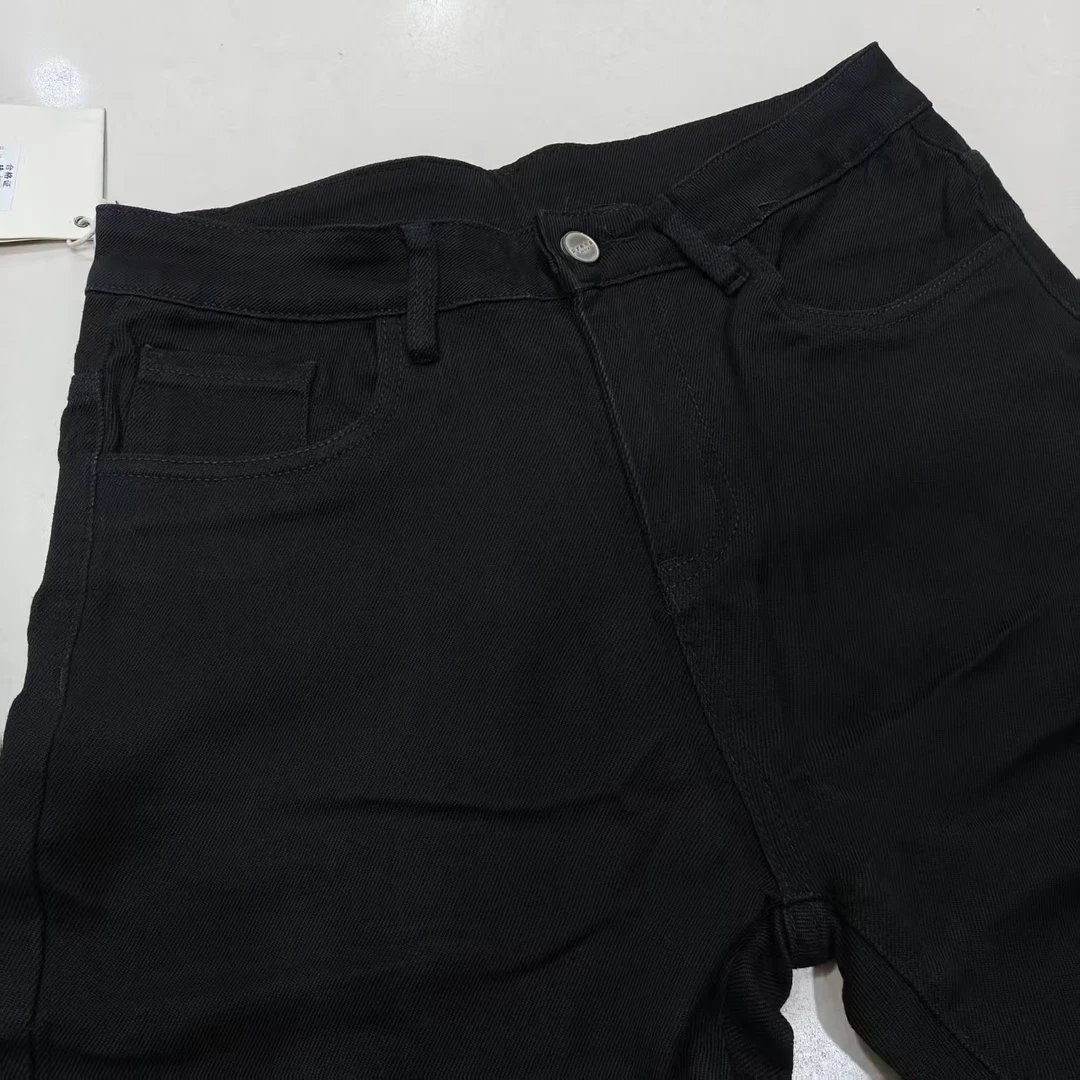 男活力风长裤中腰美式休闲牛仔裤男士百搭休闲裤高腰黑色弹力直筒