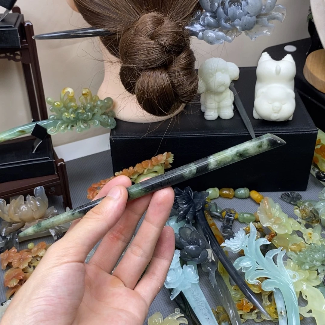 蛇纹石玉合金发饰