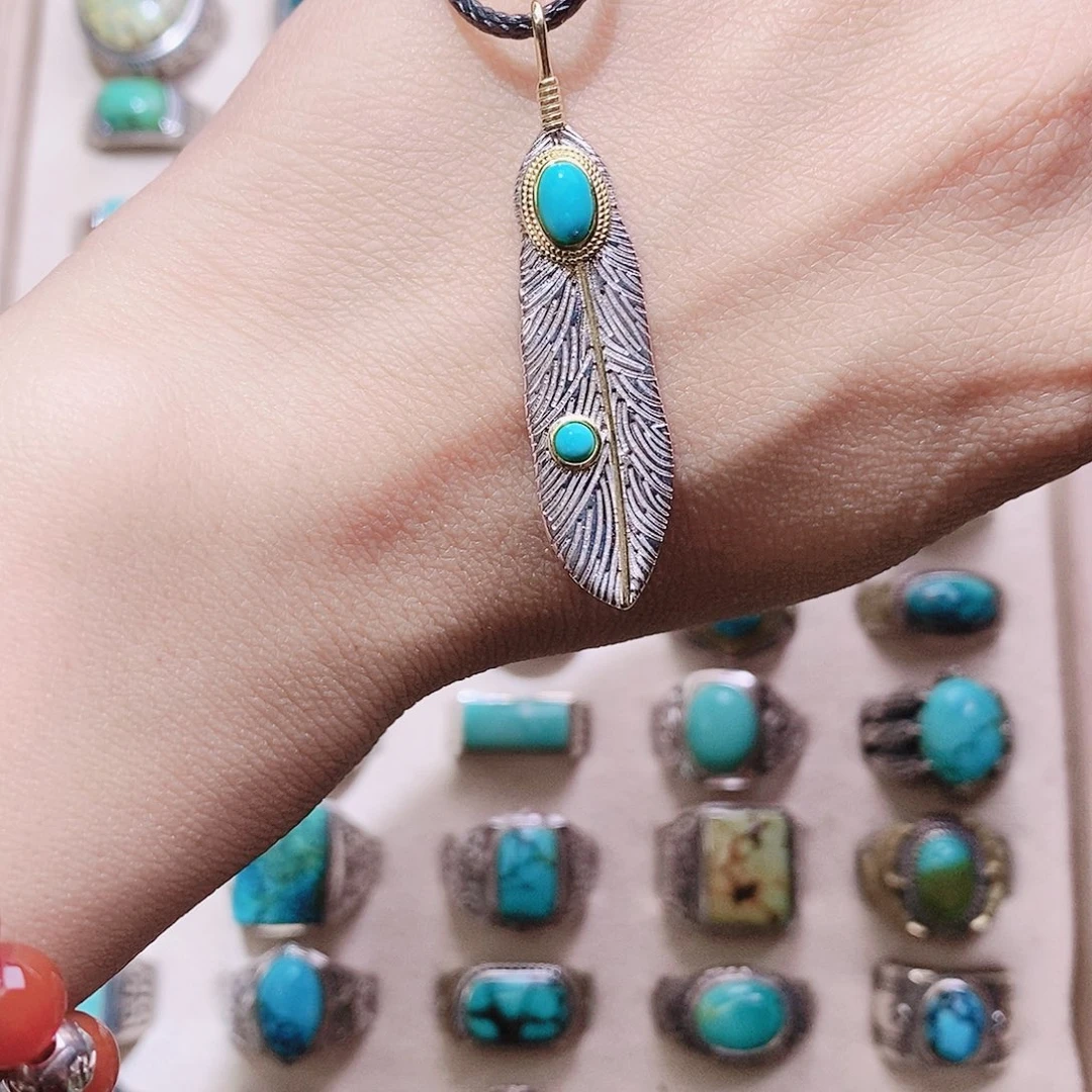 绿松石银S925镶嵌颈饰