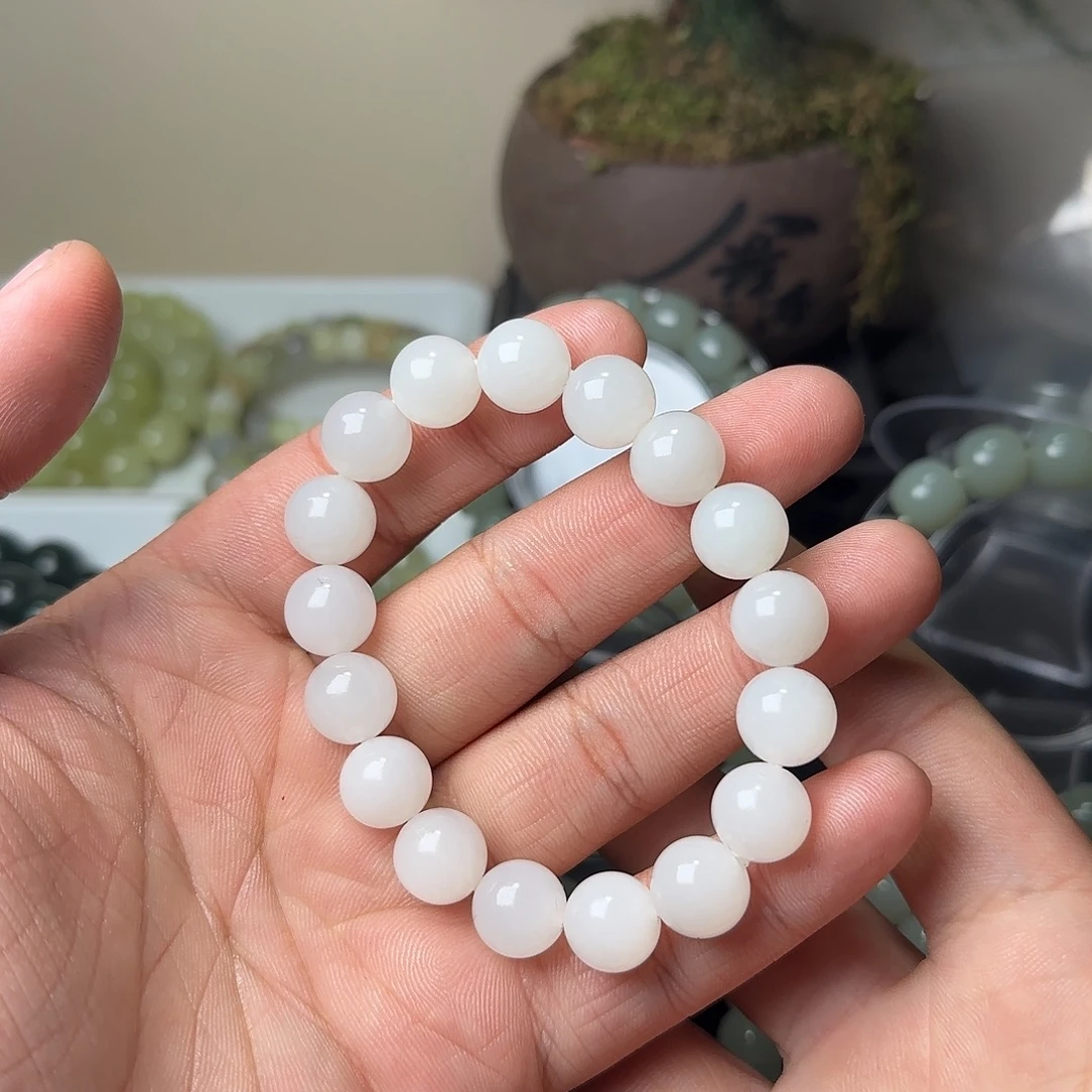 摩***默和田玉未镶嵌手串天然且末天泰料卡12多样性拍一发一