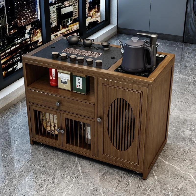 新疆包邮移动茶桌茶台家用非实木茶车客厅泡茶几茶具套装自