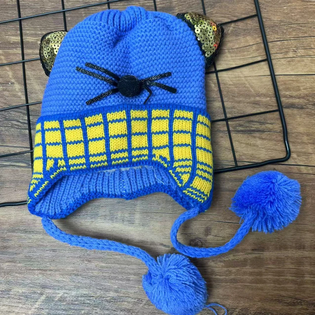 儿童冬季亮片耳朵加绒护耳帽子 2328