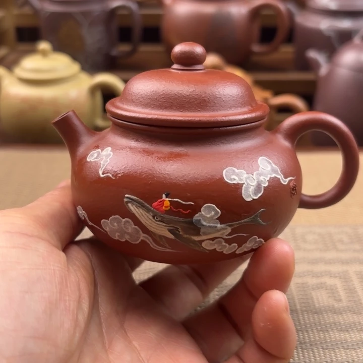 茶壶紫砂海纳百川原矿朱泥